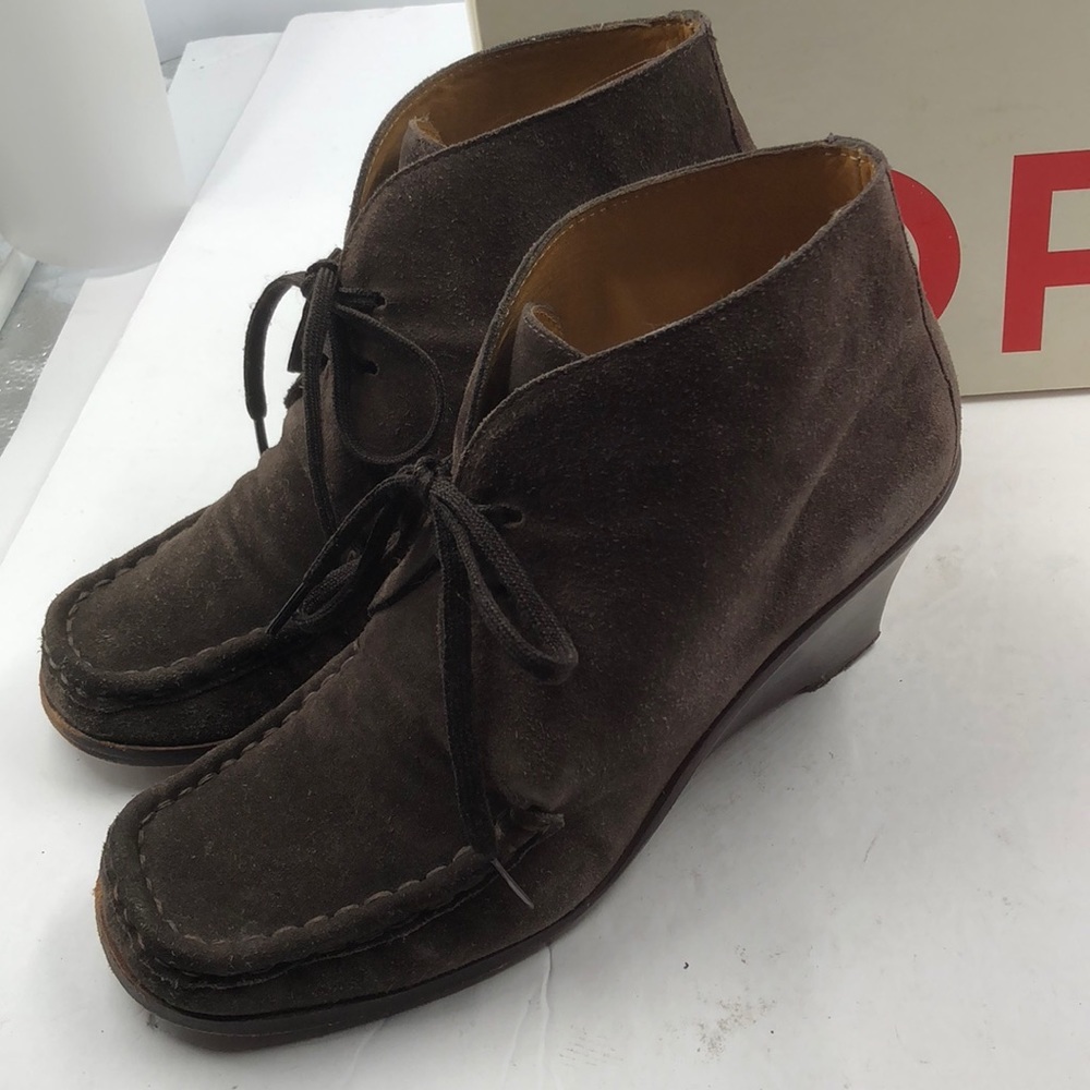 Michael Kors Chocolate Leather Wedge Shoes 8.5 - Picture 4 of 8